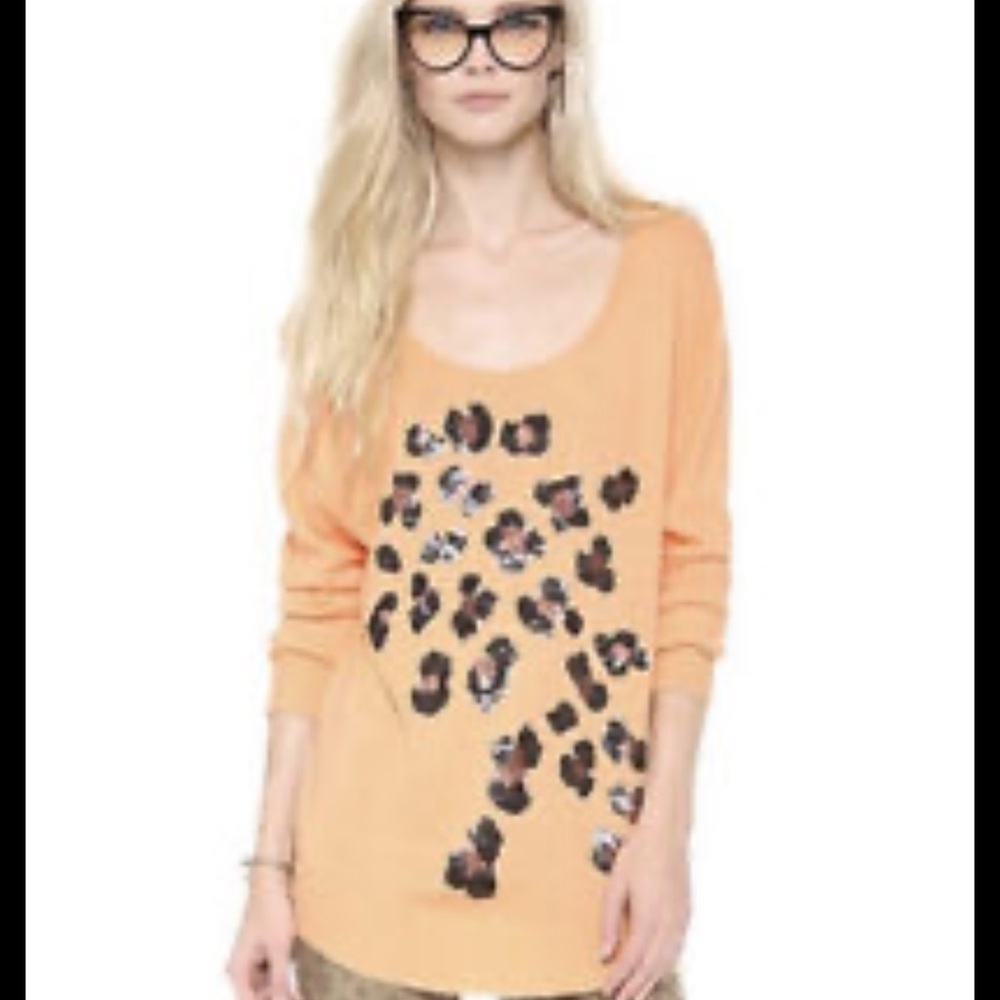 NWT Wildfox White Label Peach Sequin Spots Sweater Size S